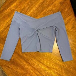 Crossover Off-The-Shoulder Blue/Grey Top